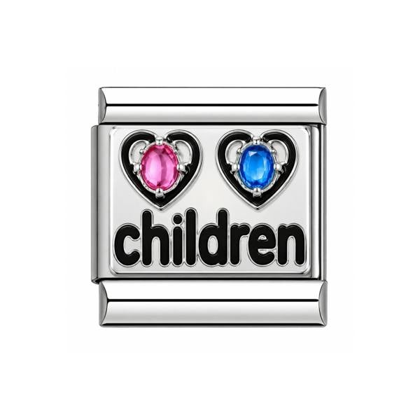 Serafina Children Pink & Blue Hearts | Italian Style Bracelet Charm
