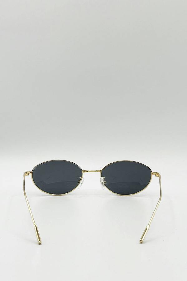 Metal Oval Cat Eye Sunglasses In Black - svnx