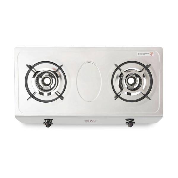 Gas stove with two burners top view