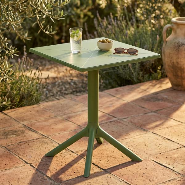 Core Products Square Plastic Bistro Garden Table, Moss Green