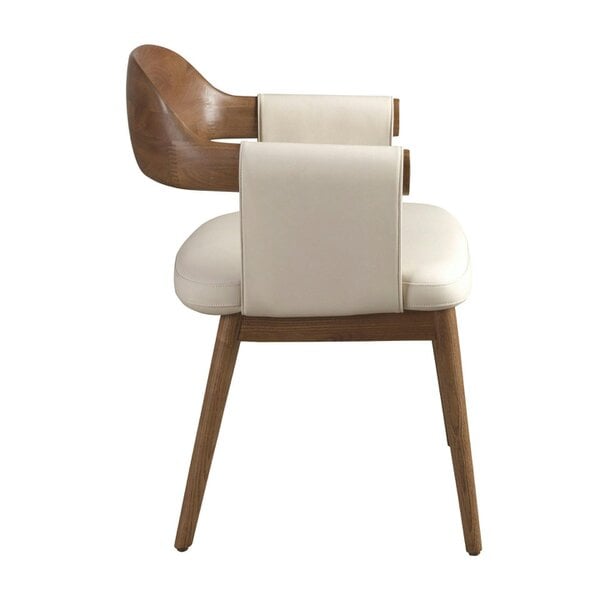 Angel Cerdá Walnut and cream leatherette chair 5186