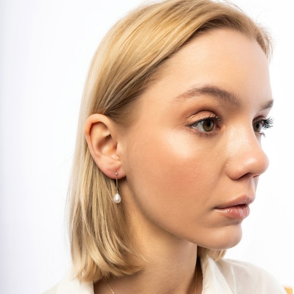 Spero London Diamond Drop Real Pear Single Fine Earring 14ct Solid Gold