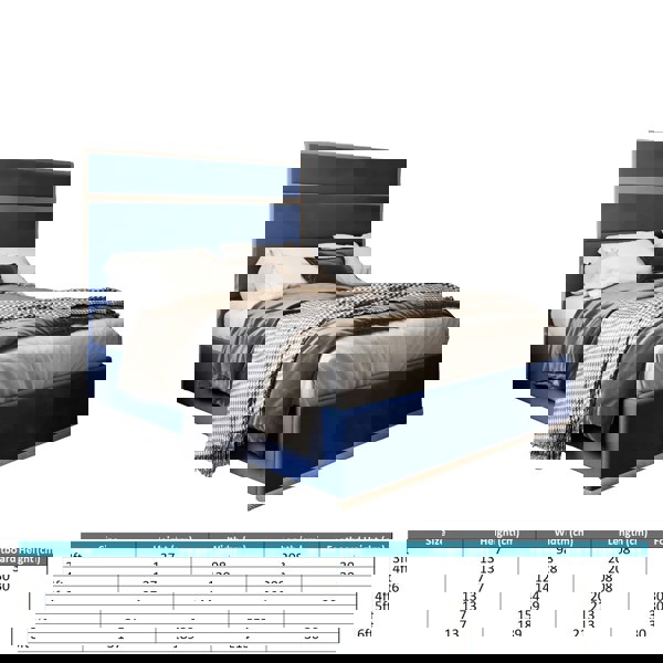 Casa Magna Bentley Upholstered Soft Velvet Metal Bed Frame - Blue