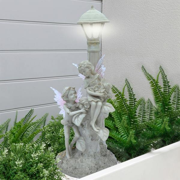 Gardenwize Solar Garden Ornament – Fairies Under Lamp Post with LED Light