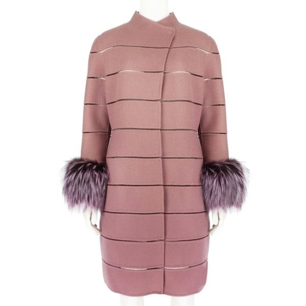 J. Mendel luxurious coat in a wool and cashmere blend mauve fabric