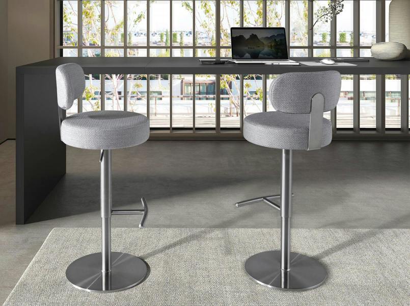 Angel Cerdá Swivel Stool in Light Grey Marbled Fabric 4230