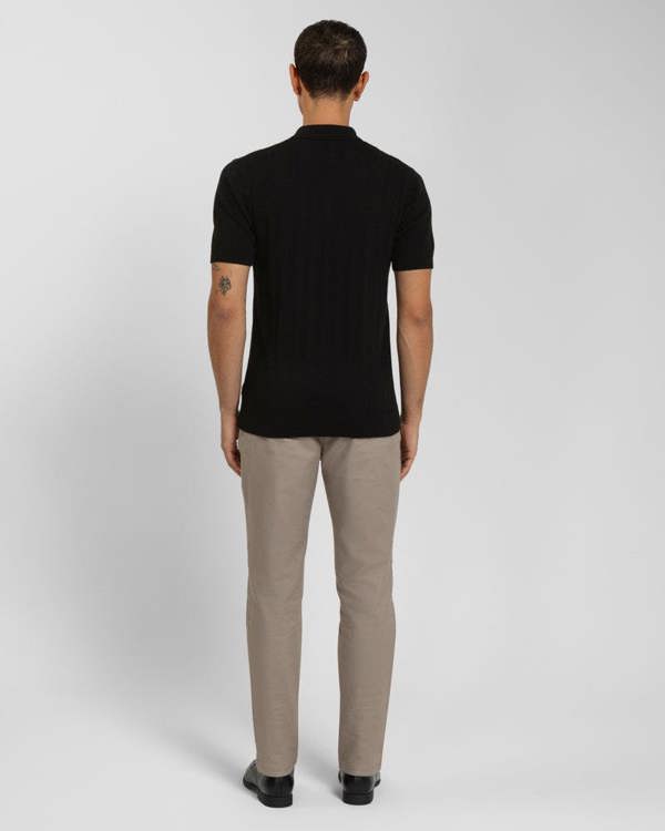 Steel & Jelly Textured Stripe Short Sleeve Polo Shirt