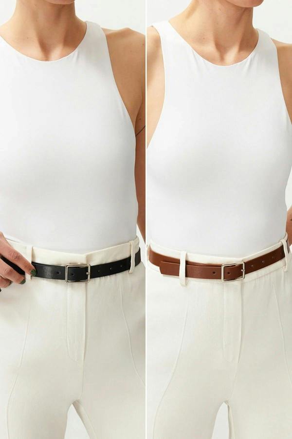 WOVCOR Double Pack Square Buckle Women's Belt