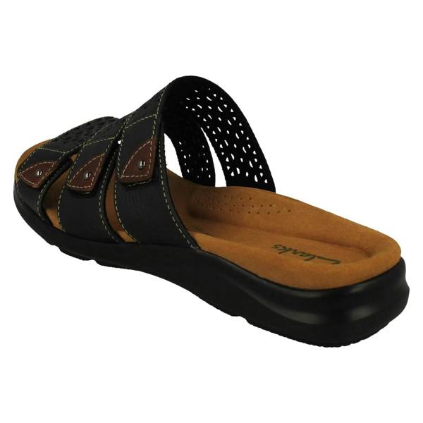 Clarks Ladies Clarks Laser Detailed Adjustable Strap Mule Sandals Kitly Walk