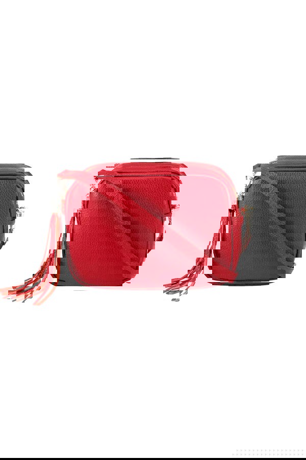 Kitise Tassel Charm Genuine Italian Leather Camera Handbag Crossbody Bag