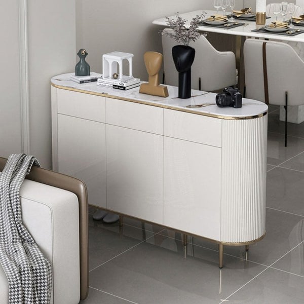 Drake Shoe Storage, White & Gold in a lifestyle setting with hallway shoe and coat storage