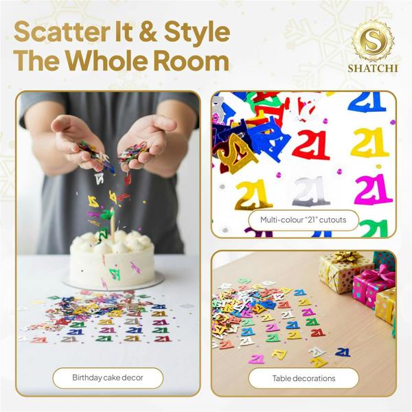 21st Birthday Metallic Confetti Pack, Multicolour Foil Table Decoration, Size Options image 4