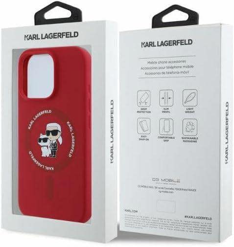 Karl Lagerfeld Silicone Karl and Choupette Ring Case with MagSafe for iPhone 16 Pro Max 6.9" Red  - KLHMP16XSCMKCRHR
