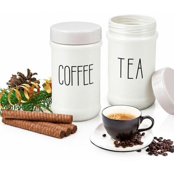 Dyzi 3 Piece 660ml Tea Coffee Sugar Storage Canister Jar Set White