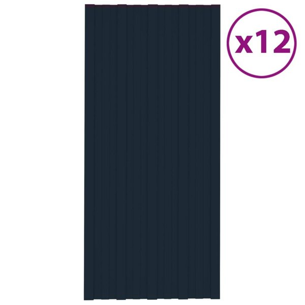 Berkfield Roof Panels 12 pcs Galvanised Steel Anthracite 100x45 cm