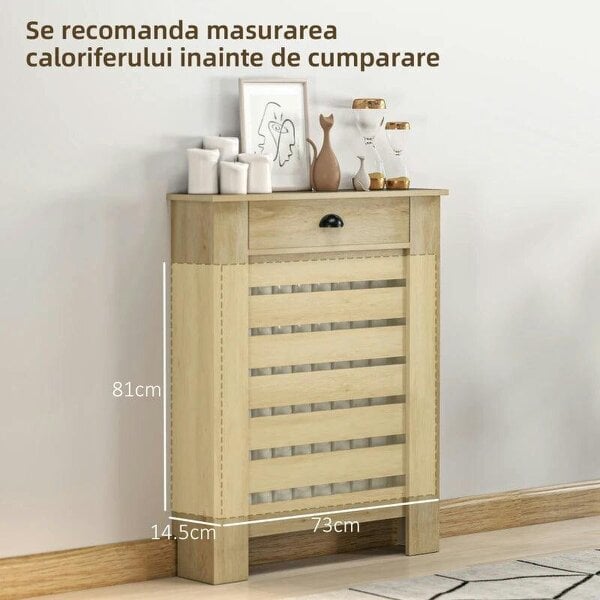 Bobobiy 95.5H x 78Wcm Radiator Cover, with Drawer - Oak