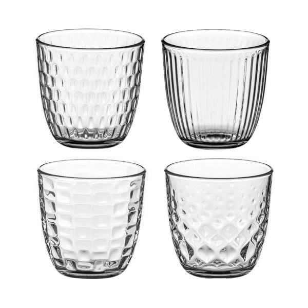 Diamante All Rounder Glasses Short Drink Tumblers 'Quartet' – Set of 4