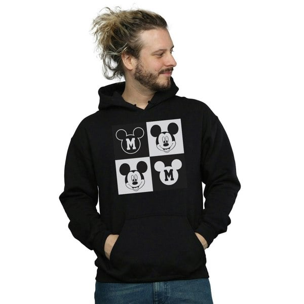 Disney Mens Mickey Mouse Smiling Squares Hoodie - Black