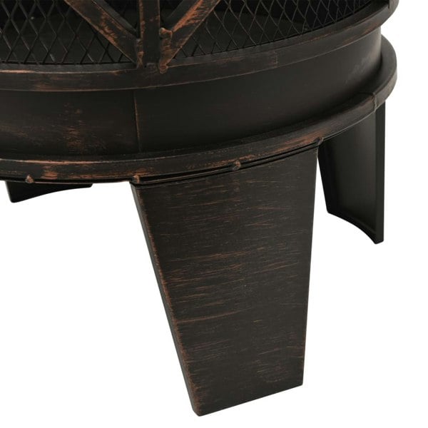 Berkfield Rustic Fire Pit with Poker �__42x54 cm Steel