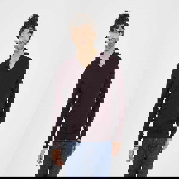 Brave Soul Burgundy Trophy Neck Knitted Polo - Burgundy Image 1