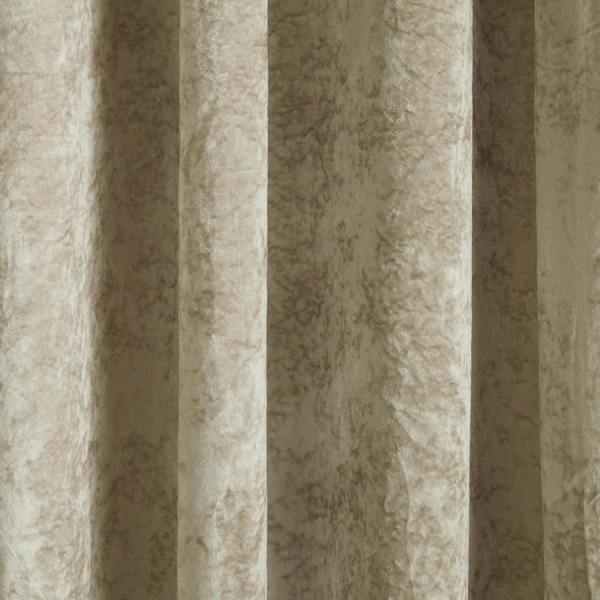 Catherine Lansfield Crushed Velvet Lined Eyelet Curtains Natural