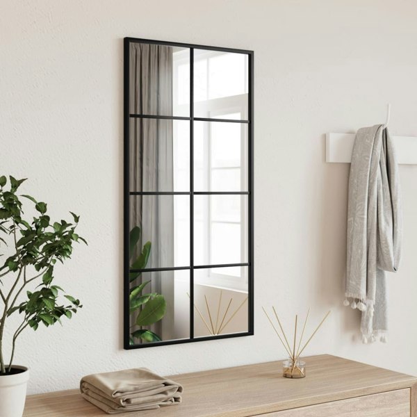Berkfield Wall Mirror Black 40x80 cm Rectangle Iron