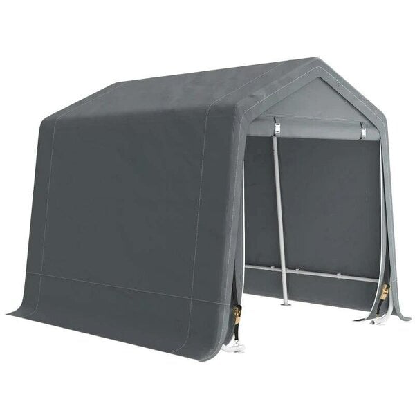 8 x 6.5 ft Outdoor Garden Storage Shed, Portable Shed w/ Double Roll-up Zipper Door for Garden Tools, Dark Grey