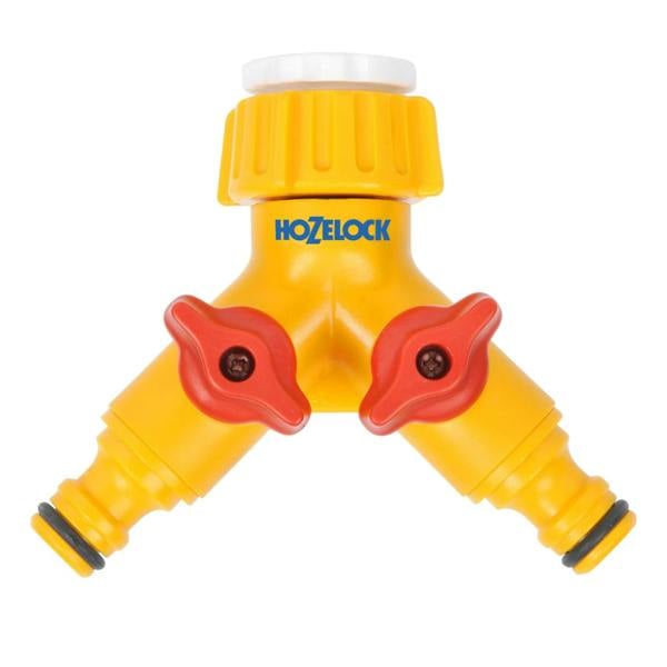 Hozelock Dual Tap Connector - Yellow/Red - 