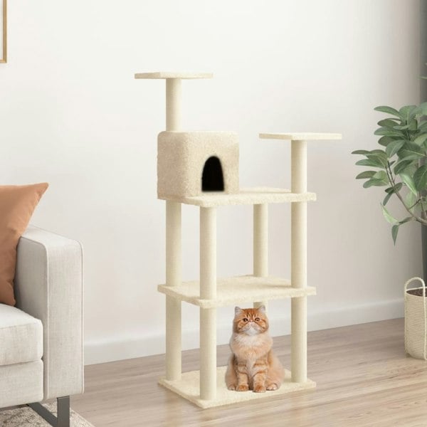 Berkfield Cat Tree with Sisal Scratching Posts Cream 119 cm