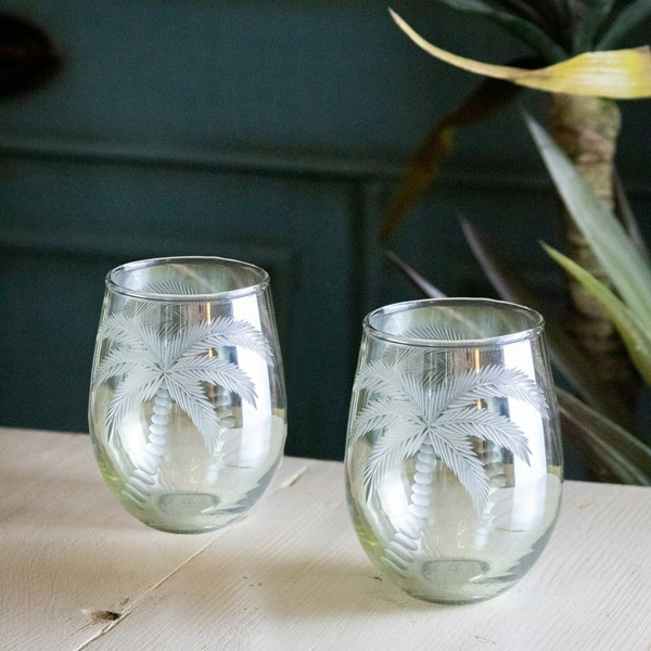 Culinary Concepts Set of Two Palm Etched Glasses