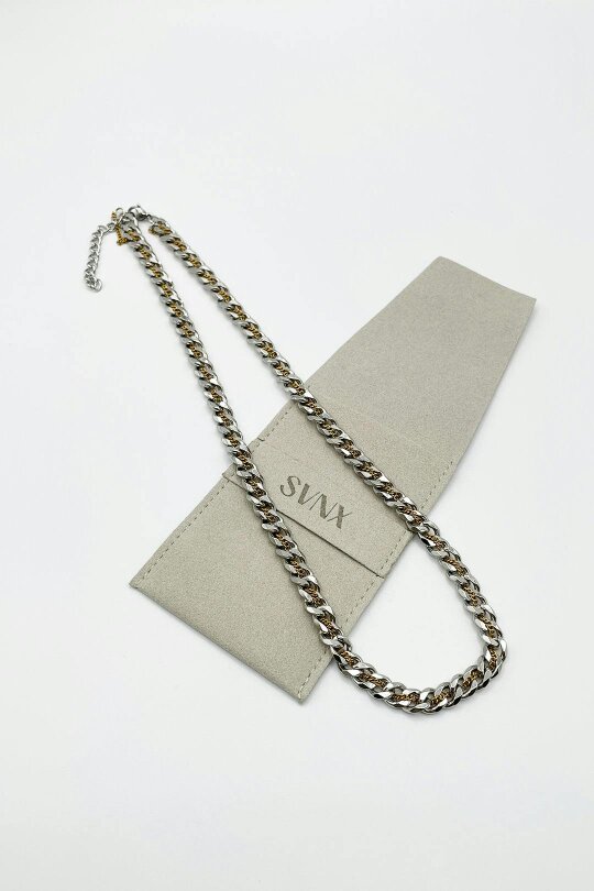 SVNX Woven Chain Necklace in Silver and Gold
