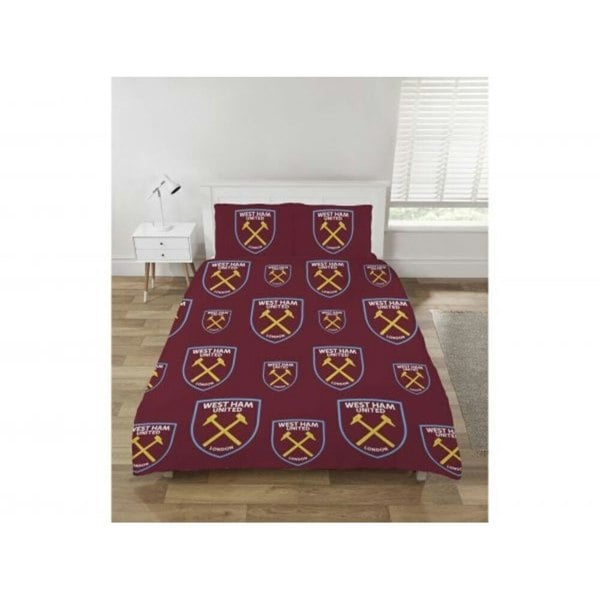 West Ham United FC Reversible Duvet Cover Set - Claret Red/Sky Blue