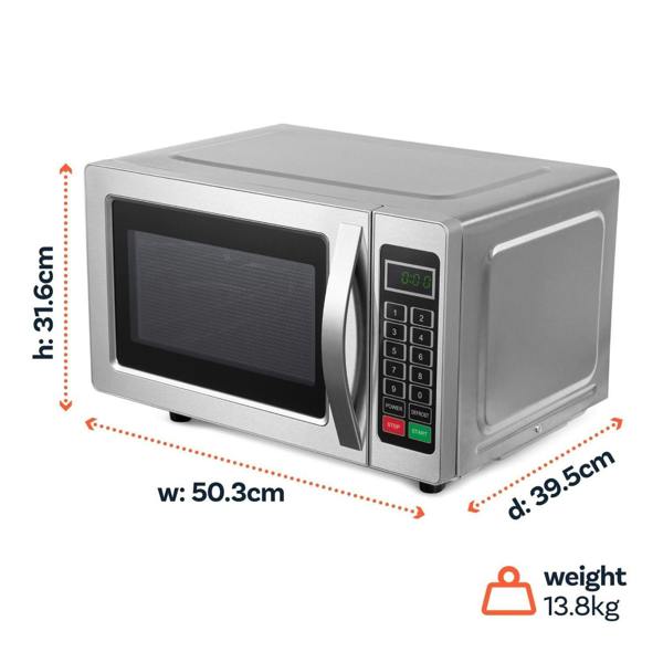 electriQ Freestanding 25L 1000W Flatbed Commercial Style Microwave Silver