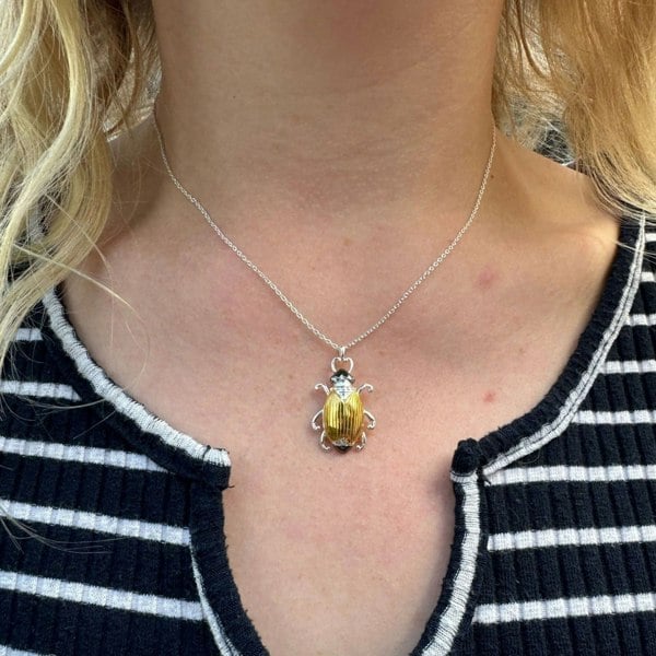 Gold Queen Beetle Necklace - Reeves & Reeves