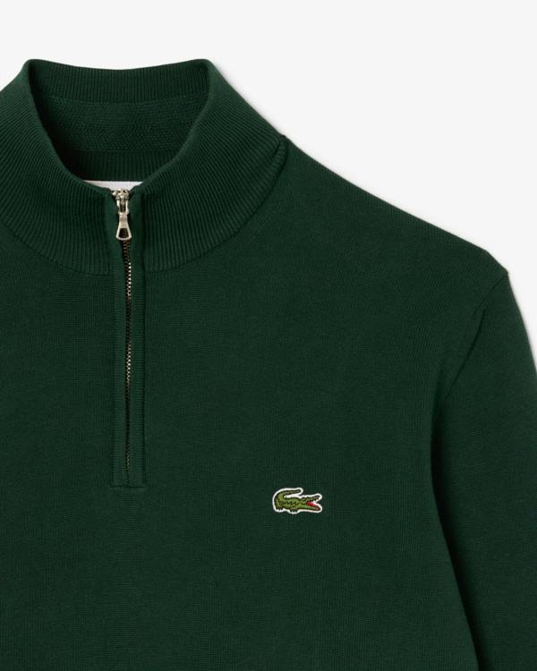 Lacoste Half Zip Logo Mens Sweatshirt - Sinople YZP | CHO | Designer Mens Half Zip Sweatshirts