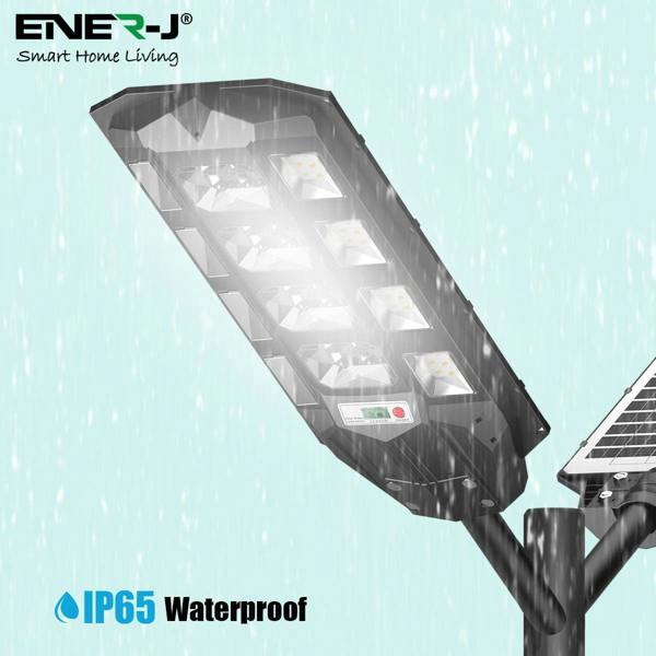 ENER-J 150W Solar Streetlights 6500K with 6V 15W Solar Panel & 18000 mAh Battery & Remote