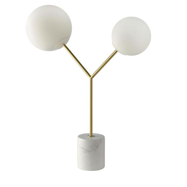 Angel Cerdá Table Lamp in White Marble, Golden Steel and White Glass 8050