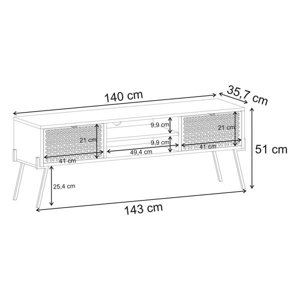 Decortie Naive Anthracite Grey UV Pattern TV Stand for TVs up to 55-inch (W) 143cm