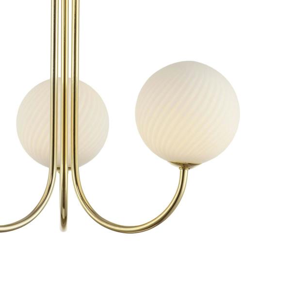 Modern Polished Gold Plated Ceiling Light Fitting with Swirl Glass Image 3
