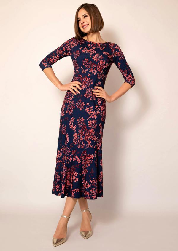 Alie Street London Maxine Asymmetric Dress (Bronzed Blooms)