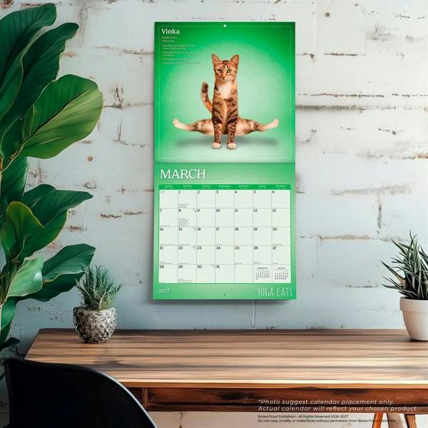 Yoga Cats Calendar 2027, Wall Calendars, Month To View, Humour, Gift