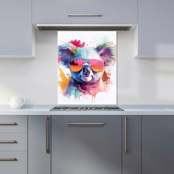 Warren Reed - Designer Colourful Splashart Koala In Glasses Kitchen Splashback