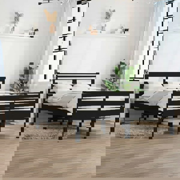 Berkfield Bed Frame Black Solid Wood 150x200 cm King Size