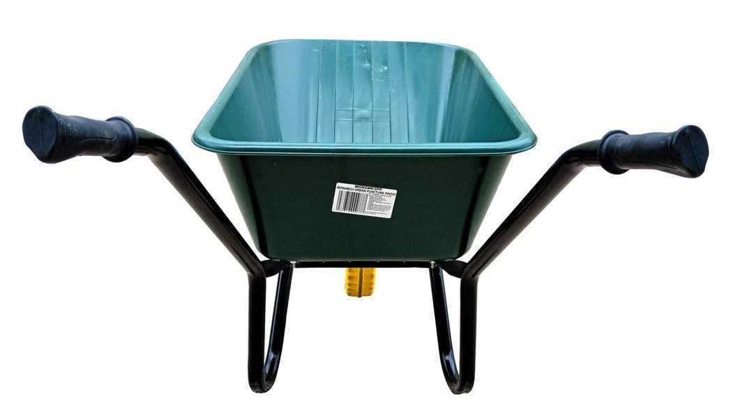 Bristol Tool Company 1894 Super Mucker Heavy-Duty Wheelbarrow Green With 150kg/120l Capacity, Strong Deep Plastic Pan, Twin Handles, Solid Wheel