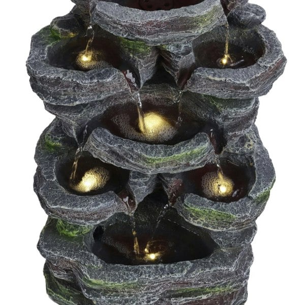 Faux Rock Garden Fountain with Lights Fountains Living and Home