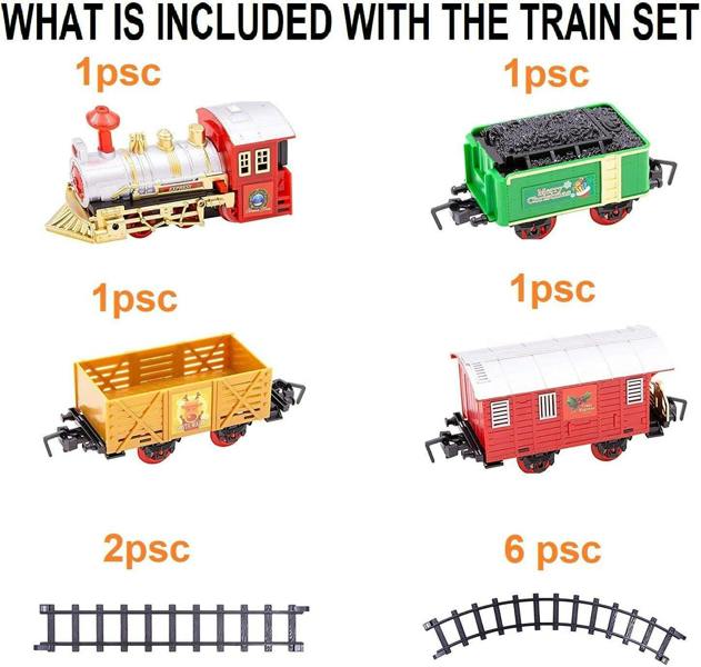 MANTRARAJ 12pcs Christmas Train Set Track Deluxe Musical Sound Light Around Tree Decoration Xmas
