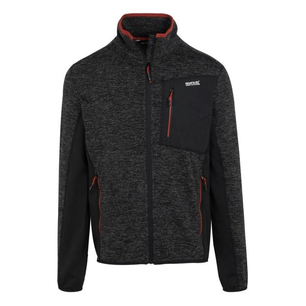 Regatta Mens Baslinn Marl Full Zip Fleece Jacket - Black/Black Marl