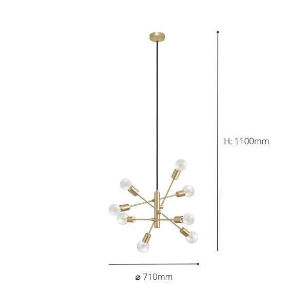 EGLO Gradoli Brushed Brass Starburst Pendant Light