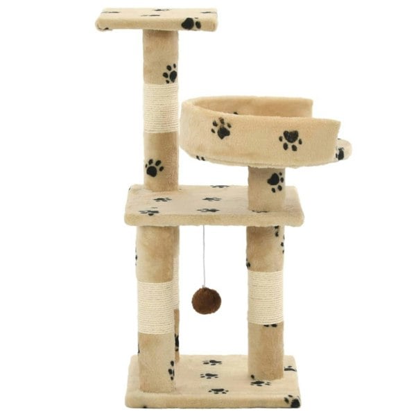 Berkfield Cat Tree with Sisal Scratching Posts 65 cm Paw Prints Beige