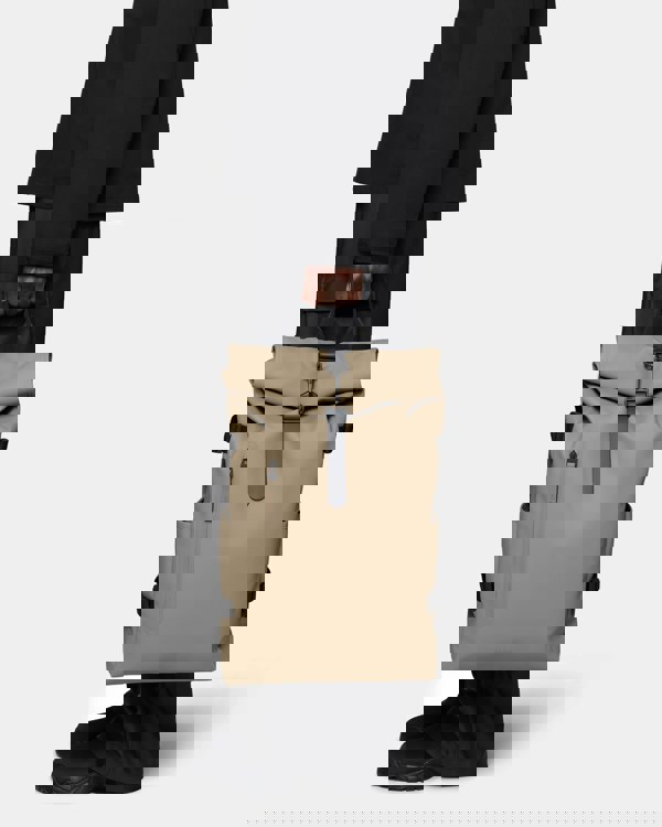 Rains Rolltop Rucksack Large - Beige 133 - CHO - Designer Unisex Bags